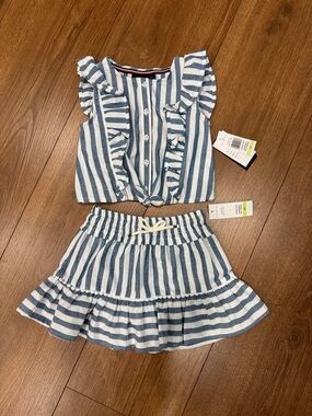 NWT Tommy Hilfiger Blue & White Striped Girls Two-Piece Set 4T